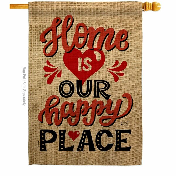 Patio Trasero 28 x 40 in. Home is Happy Place Sweet Life Double-Sided Vertical House Flags -  Banner Garden PA4061021